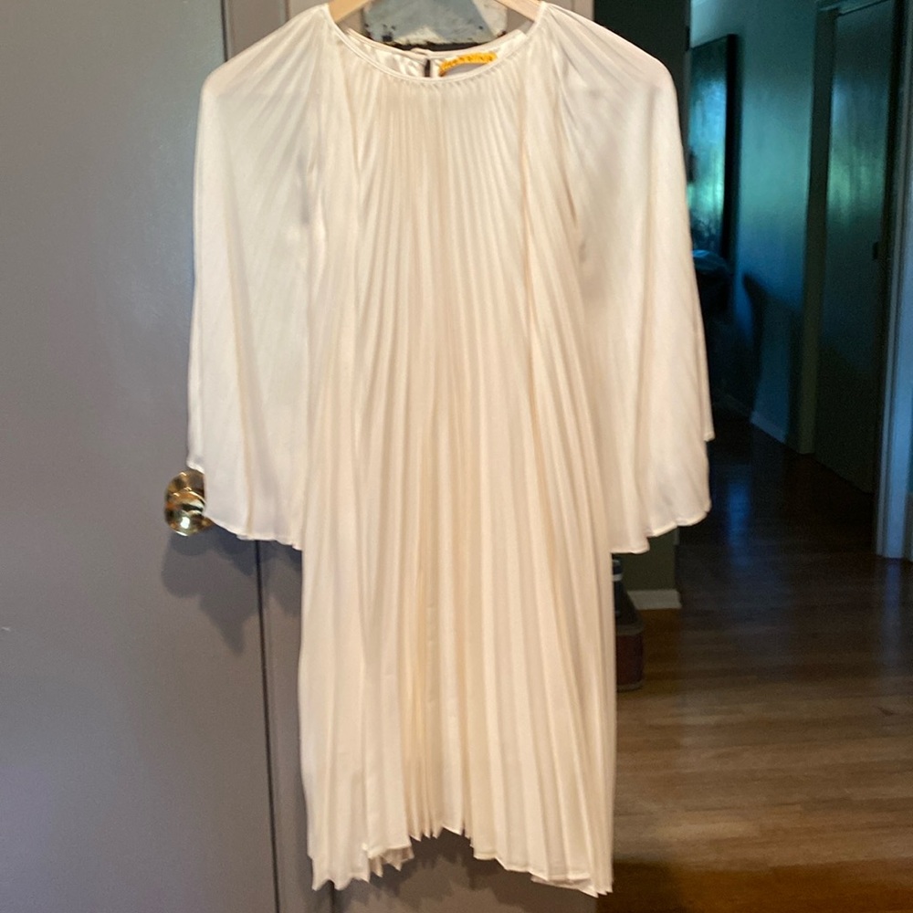 Alice & Olivia cream trapeze pleated dress. Small but not size tag. Goddess like